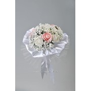 Букет для невесты №15, белый/розовый (латекс, 7 роз) фото