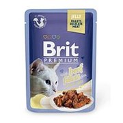 Brit Premium 85г пауч Beef Fillets Влажный корм для взрослых кошек Кусочки филе говядины в желе фото