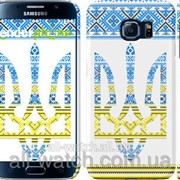 Чехол на Samsung Galaxy S6 G920 Герб - вышиванка желто-голубая “1197c-80“ фотография