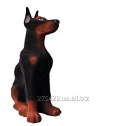 Керамическая копилка собаки с бархатным покрытием Доберман фото