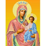 Икона ручной работы Пресвятая Богородица Иверская вышитая бисером фото