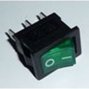 Выключатель с подсветкой 12V, 3 контакта, зеленый (ON-OFF) фото