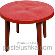 Стол круглый пластиковый D90 см Красный фотография