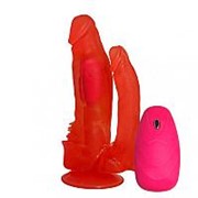 Розовый вагинально-анальный вибромассажер с присоской №11 - 15,5 см. фото