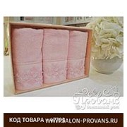 Набор полотенец для ванной в подарочной упаковке 32х50 3 шт. Soft Cotton MASAL бамбуково-хлопковая махра розовый