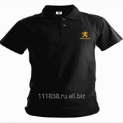 Рубашка поло Peugeot черная вышивка золото фотография