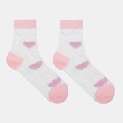 Носки женские стеклянные нжст2032-3 'Крупные бело-розовые сердца' цвет розовый, р-р 36-40 фото