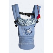 Эргономичный рюкзак "My baby" голубой джинс (цветочки)
