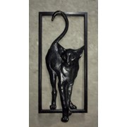 Панно барельефное “Черная кошка“ фотография