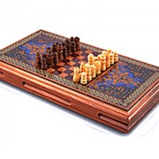 Сувенирный и игровой набор 3 в 1 Шахматы-Нарды-Шашки в древнем восточном стиле из дерева 52х52