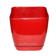 Горшок пластиковый “Тоскана Квадрат“ 11 красный металлик 0730-005 фотография
