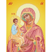 Икона ручной работы Пресвятая Богородица “Троеручица“ вышитая бисером фото