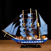 Корабль сувенирный средний «Всадник», паруса синие, микс, 43х8,5х39 см фотография