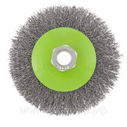 Щетка для УШМ, 100 мм, М14, “тарелка“, витая проволока Сибртех фото