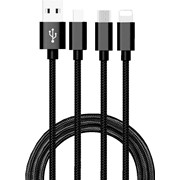 Дата-кабель АТОМ USB A 2.0-USB Type-C,USB B micro,Lightning, 1m, черный фото
