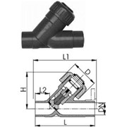 Угловой обратный клапан тип 303, PVC-U, SFC патрубками для клеевого соединения, метрическими