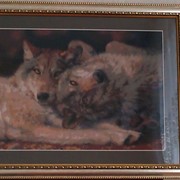 Картина вышитая крестиком “Пара волков“ фото