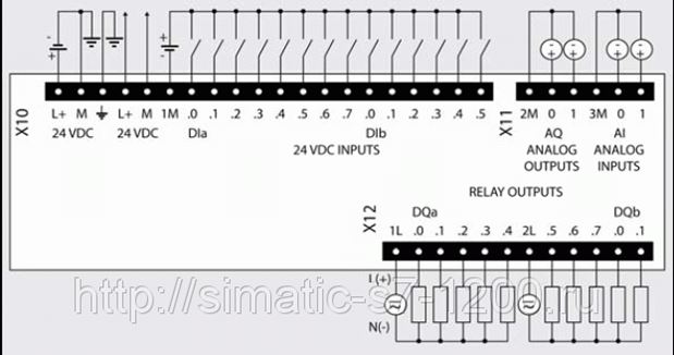 Контроллер s7 1200 схема подключения