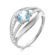 Кольцо посеребрение 'Красота' 20-07760, цвет бело-голубой в серебре, размер 18 фото