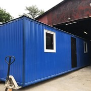Блок-контейнер 2.4х9х2.5 м, синий профнастил, четыре окна фото