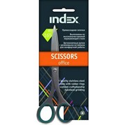 Ножницы 16,5 см, цельнометаллические с резин/ вставками, ассорти (INDEX)