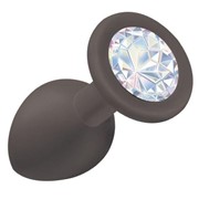 Чёрная анальная пробка emotions cutie small с прозрачным кристаллом - 7,5 см. Lola toys 4011-08lola фото