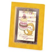 Шоколадная открытка Открытка - Сладкого праздника! Ежик с тортом ШКс374.90-р фотография