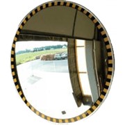 Уличное зеркало, диаметр 600 мм, с жёлто-чёрным кантом