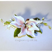 Фигурка из мастики Букет “Лилия“ L 260 цвет: бело-розовый фото