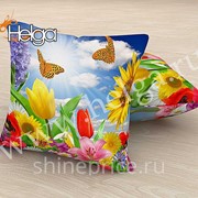 Бабочки в цветах арт.ТФП3351 v4 (45х45-1шт) фотоподушка (подушка Габардин ТФП) фотография