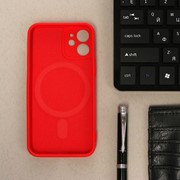 Чехол LuazON для iPhone 12 mini, поддержка MagSafe, силиконовый, красный фото