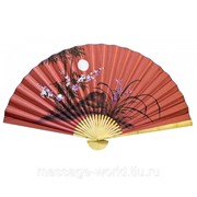 Веер настенный “Сакура с бамбуком на красном фоне“ ткань (90 см) ( 22989) фото