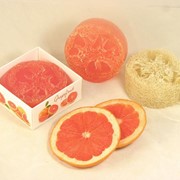 Мыло с жесткой натуральной мочалкой - люфа “Грейпфрут“. Мочалки с натуральным мылом фото