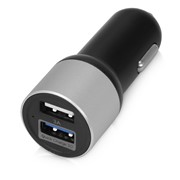 Адаптер автомобильный USB с функцией быстрой зарядки QC 3.0 TraffIQ, черный/серебристый фото
