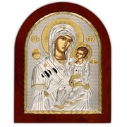 Икона Серебряная Иверской Божией Матери с Позолотой на Деревянной основе 156 х 190 мм фото