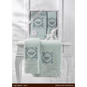 Подарочный набор полотенец для ванной 50х90, 70х140 Karna MARIA хлопковая махра ментол фотография