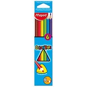 Карандаши цветные Maped COLOR PEPS, треугольные, ударопрочный грифель, в карт. футляре, 6цв