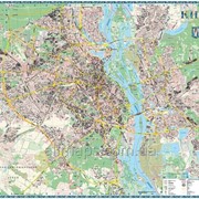 Настенная карта г. Киева к каждому дому - 190х158 см - на планках фото
