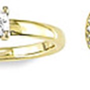 Комплект золотой серьги и кольцо с бриллиантами фото