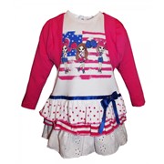 Комплект для девочки платье + болеро бело-розовый (Dafny)