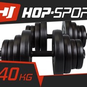 Гантели 2х21 кг Hop-Sport бытумные + перчатки