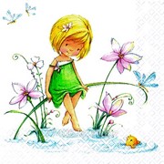 Салфетка для декупажа Девочка на листочке фото