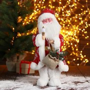 Дед Мороз “В красной шубке в ёлочках с подарками“ 20х40 см фотография