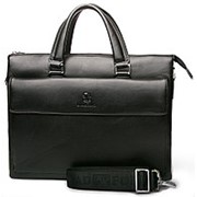 Мужская чёрная сумка-портфель для документов с клапаном фото