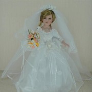 Кукла фарфоровая, свадебная 40см фото