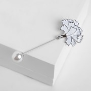 Булавка 'Цветок' гвоздика, 7см, цвет белый в серебре фото