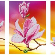 Схема частичной вышивки бисером, триптих Цветение магнолий фото