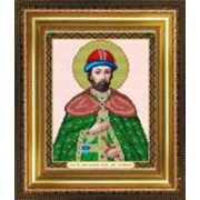 Икона ручной работы Святой Олег вышитая бисером