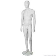 Манекен мужской стилизованный, скульптурный белый, для одежды в полный рост, стоячий прямо, клссическая поза. MD-IN-33Alex-01M