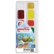 Краски акварельные ЛУЧ Zoo, 12 цветов (8 + 4 увеличенные кюветы), медовые, без кисти, пластиковая коробка, фото